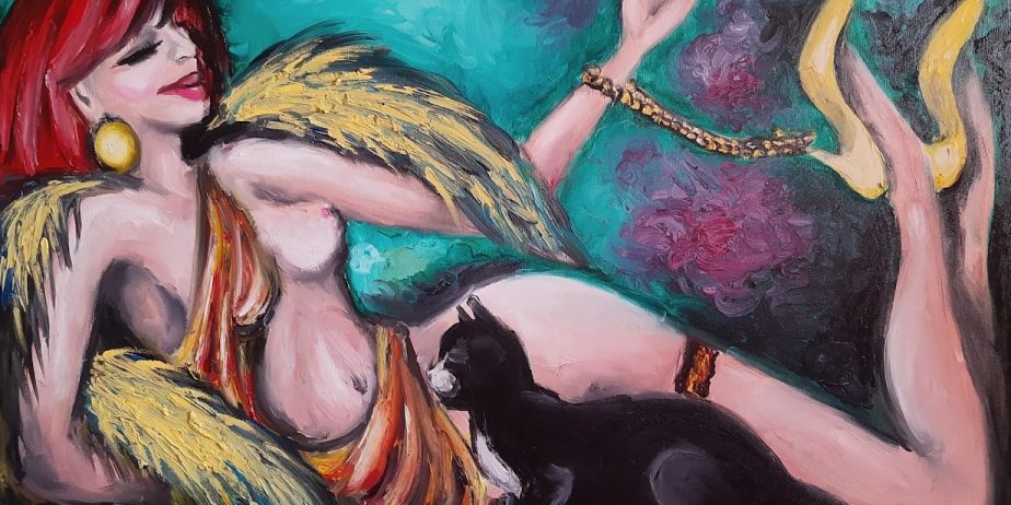 Kobieta z Kotem – sprzedam obraz olejny na płótnie